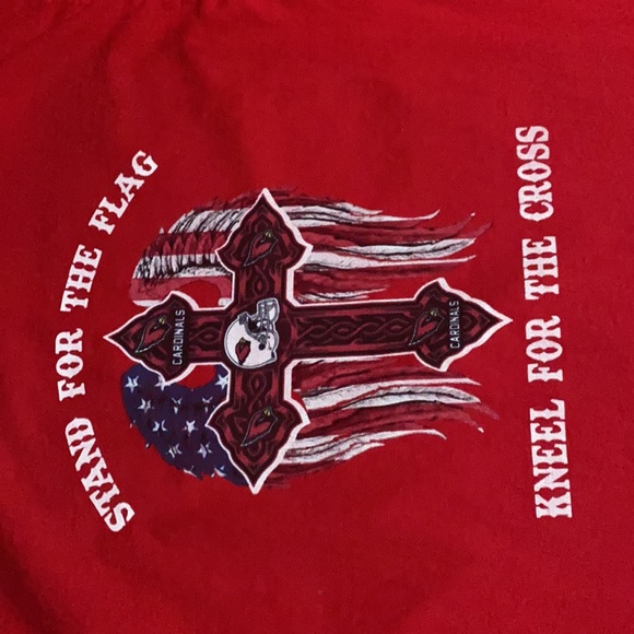 Arizona Cardinals Stand For The Flag Kneel For The Cross S/S Tee Large Hanes - Picture 2 of 9